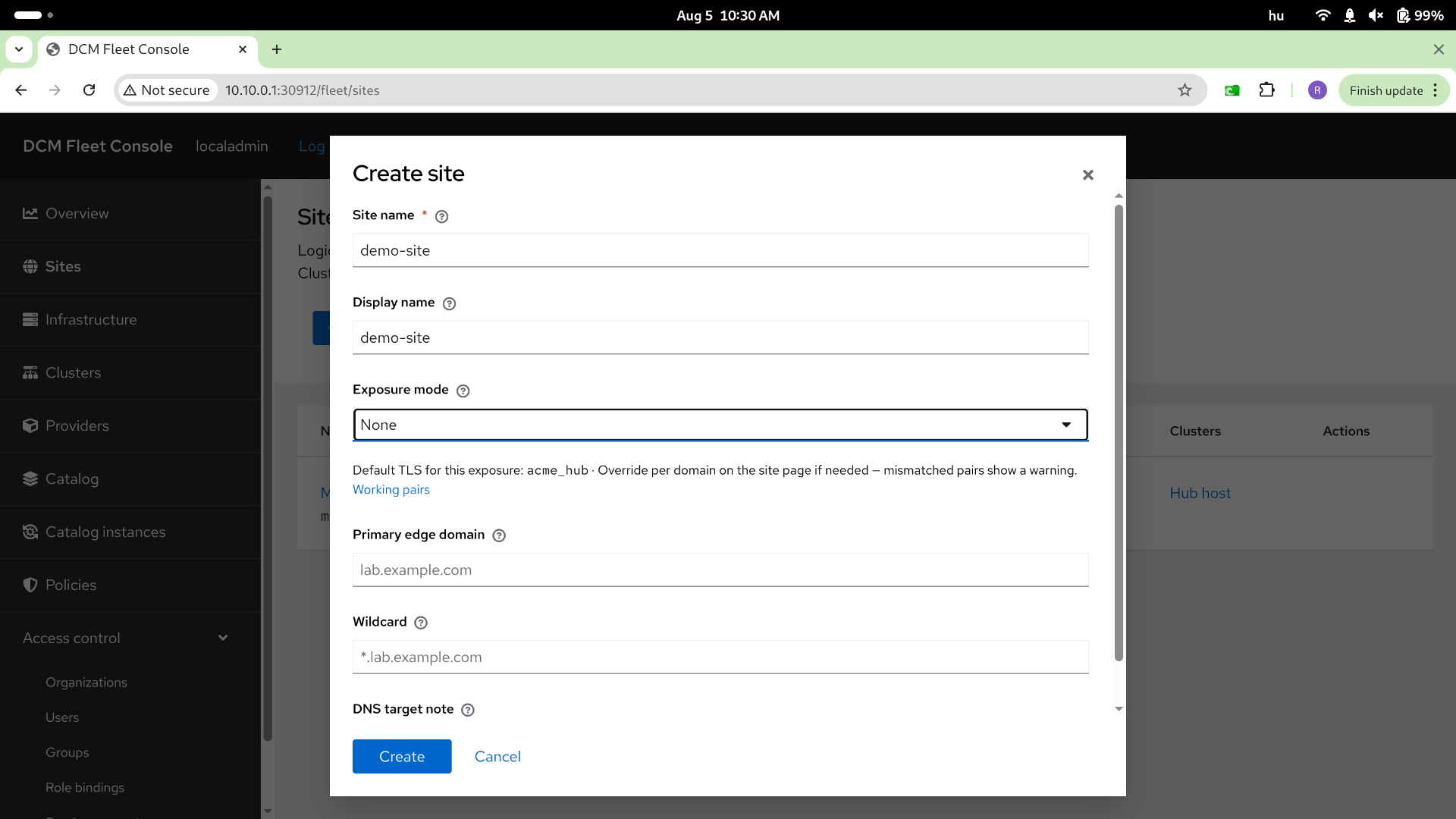 Create a site