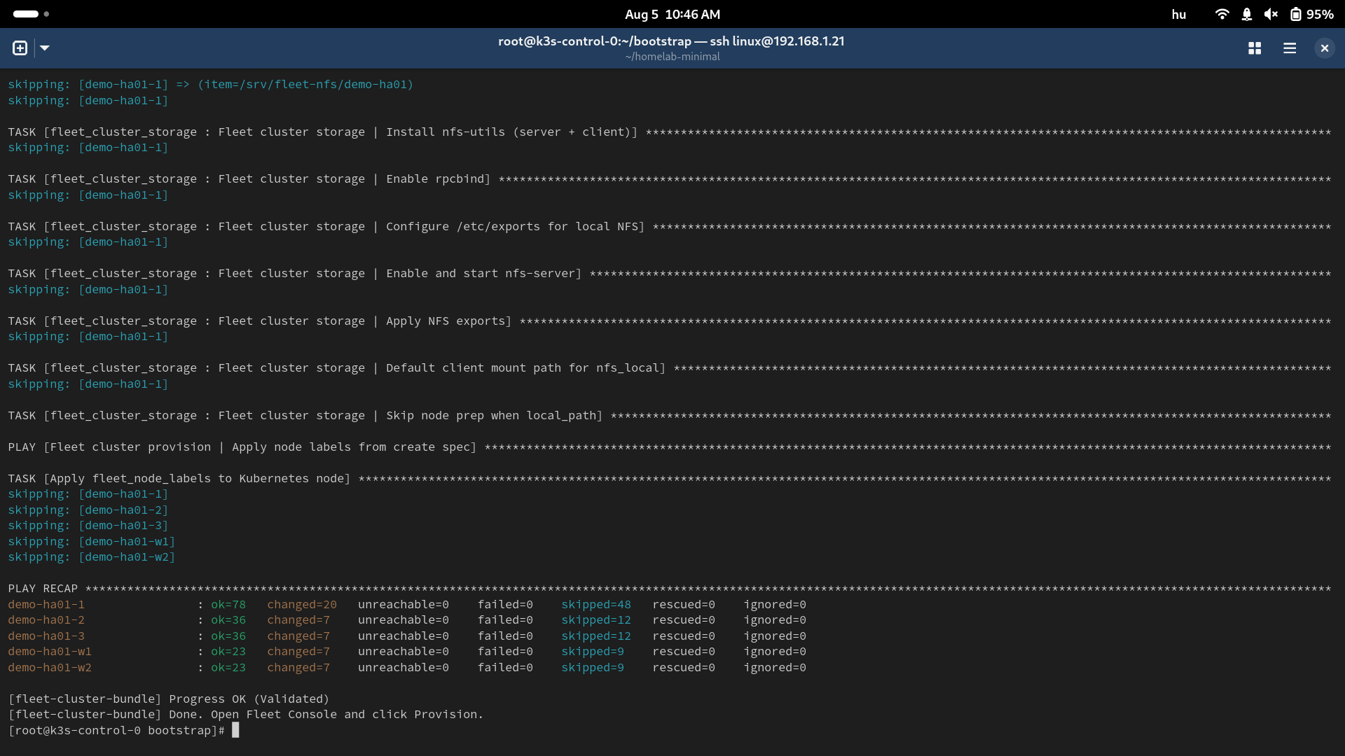 Run bootstrap.sh on the node