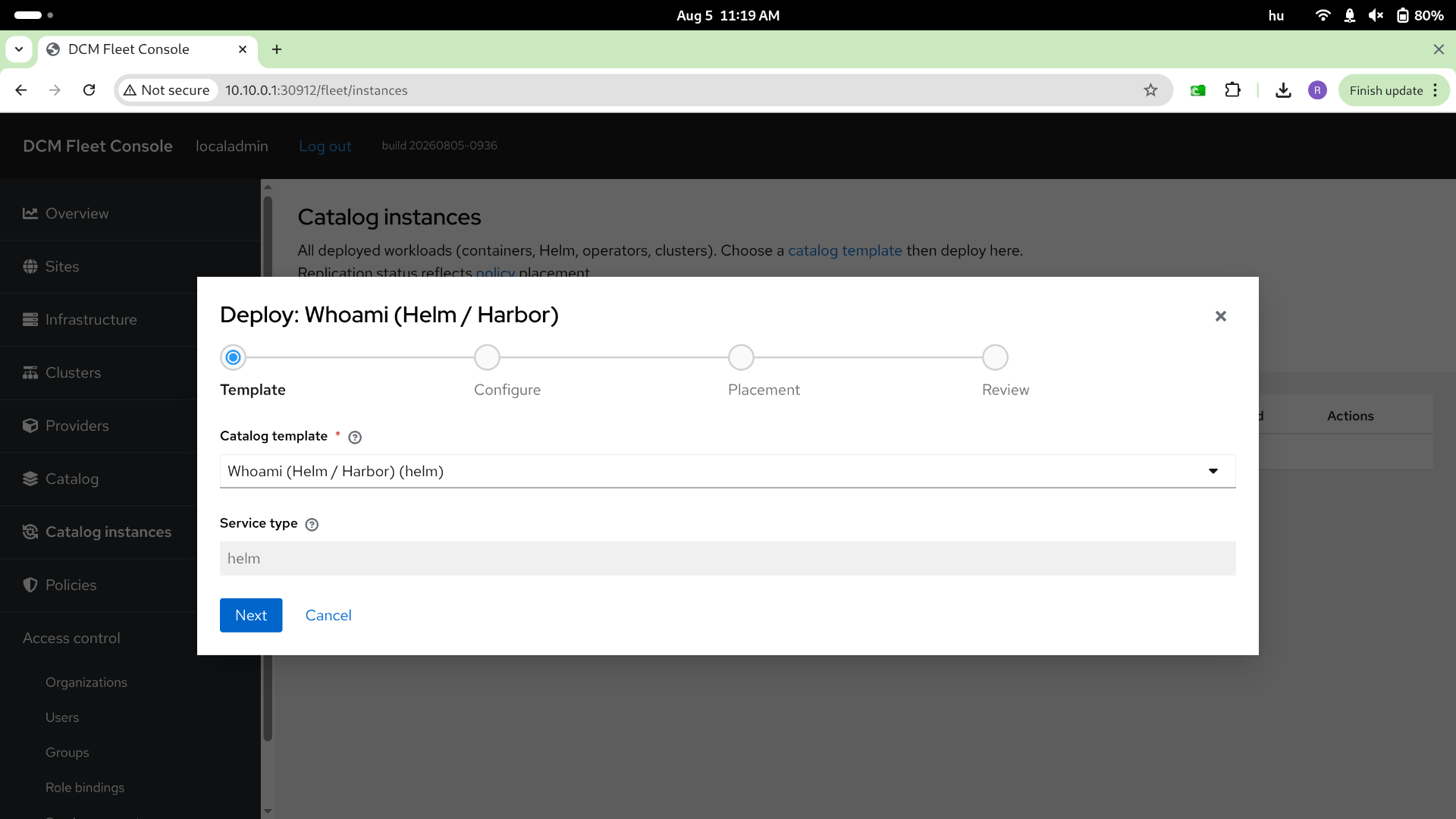 Catalog deploy — step 1