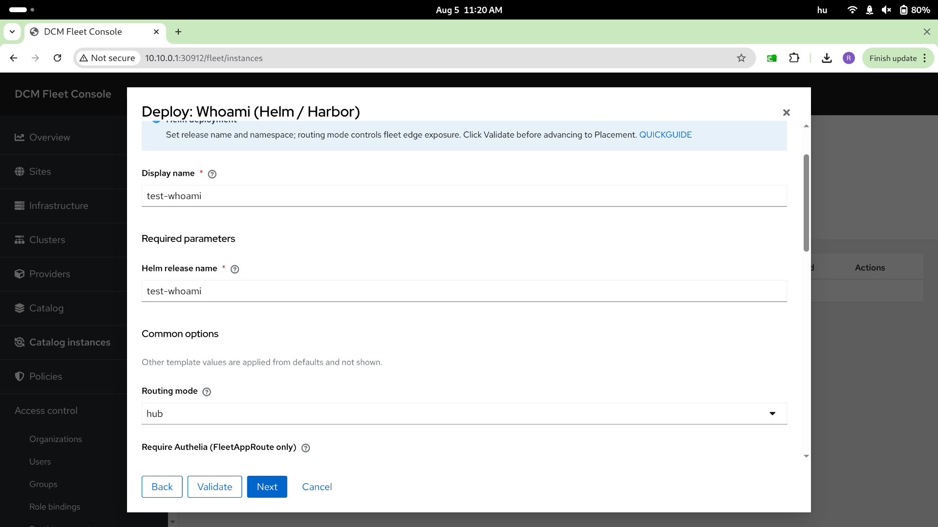 Catalog deploy — step 2