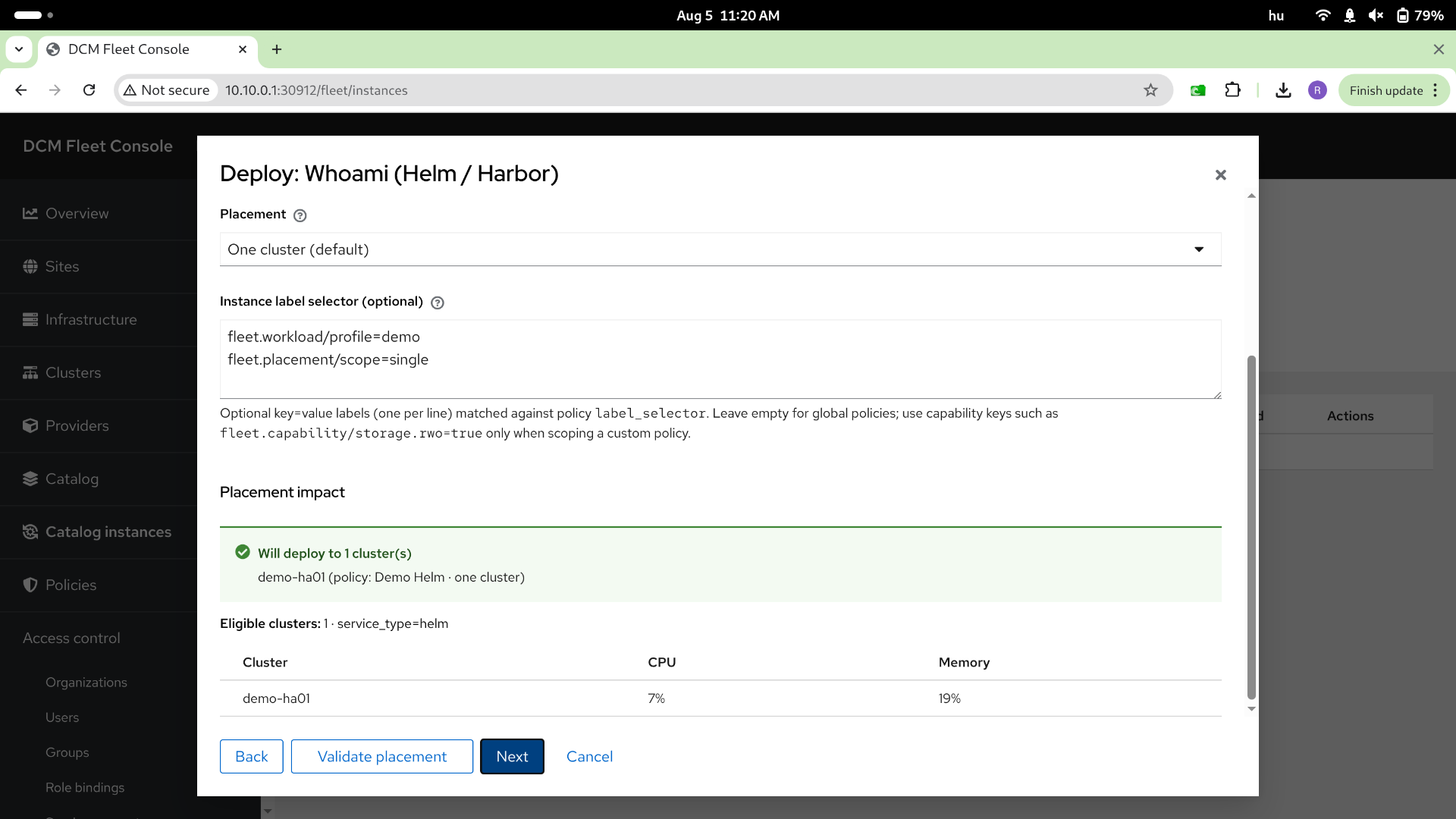 Catalog deploy — step 4