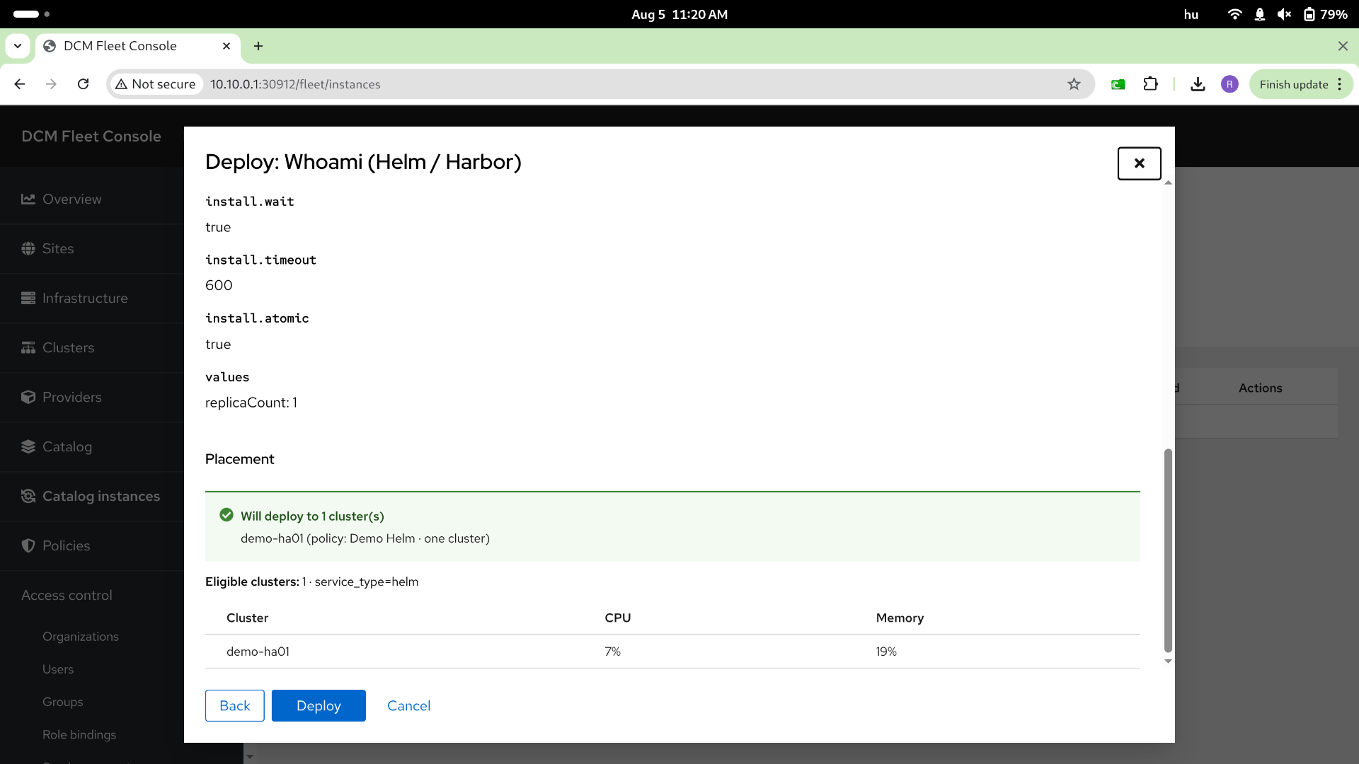 Catalog deploy — step 5