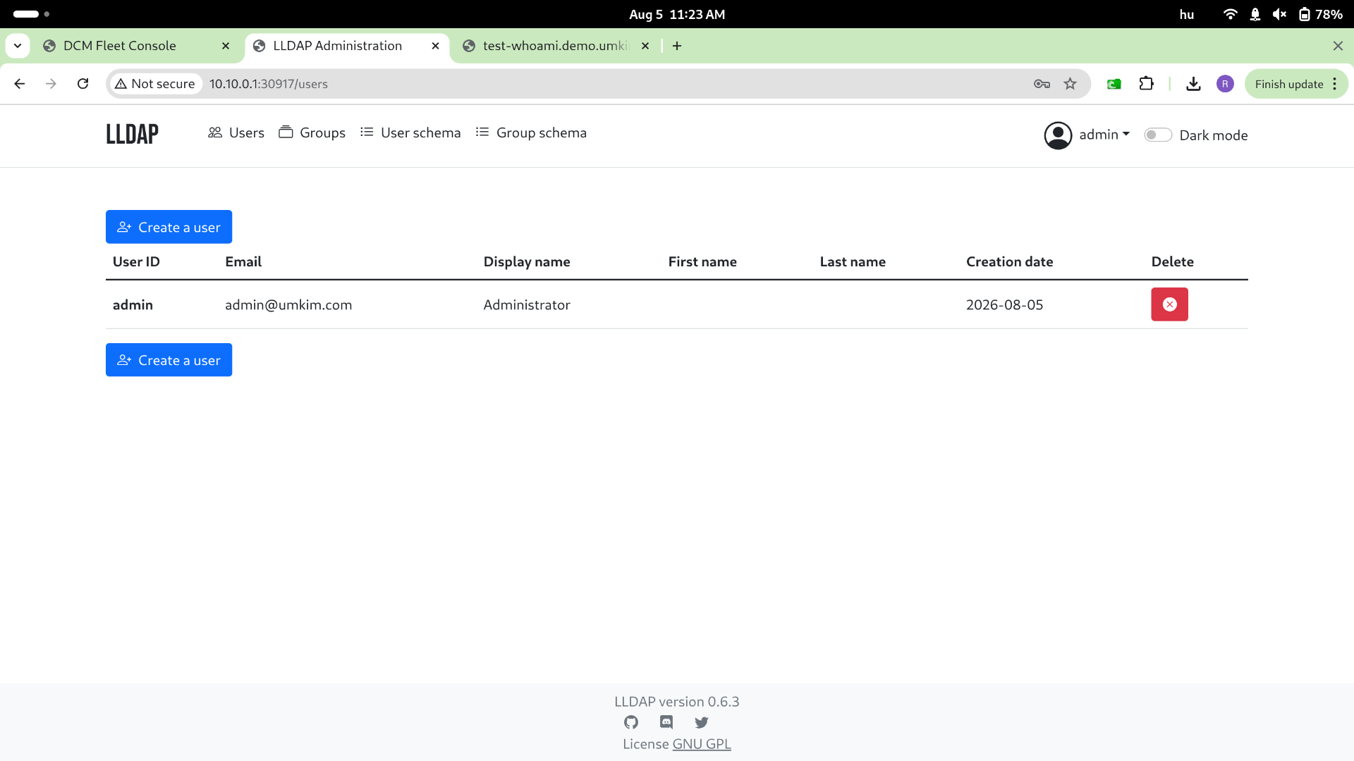 LLDAP page