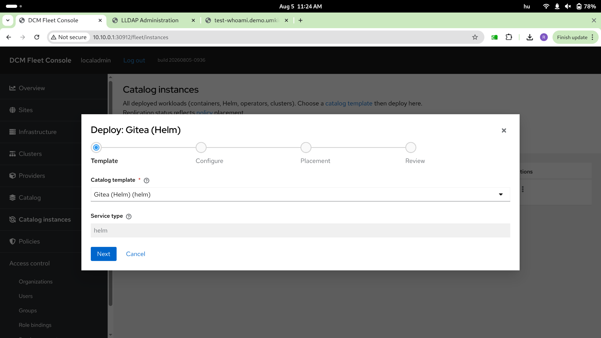 Gitea deploy — step 1