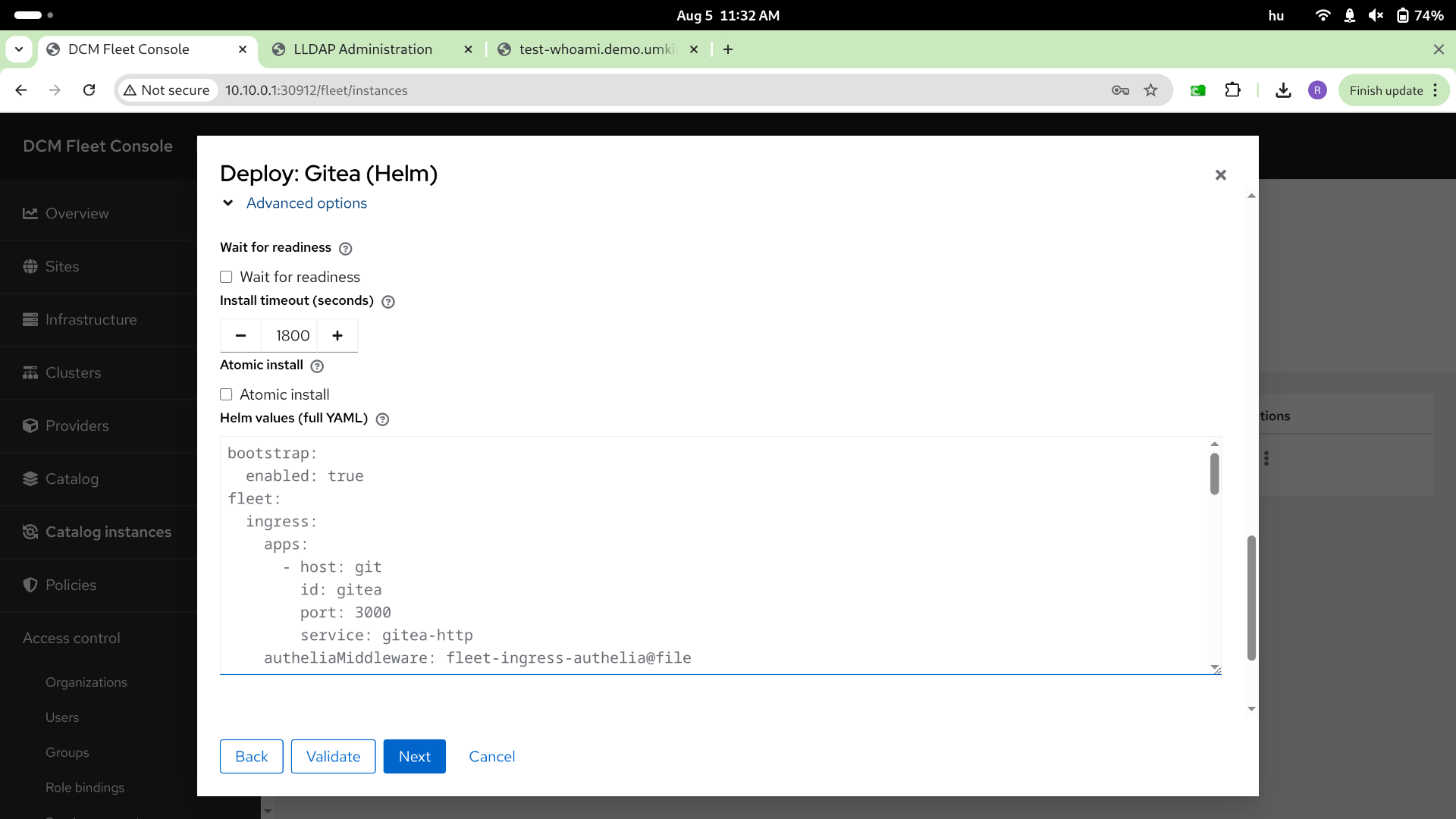 Gitea deploy — step 5